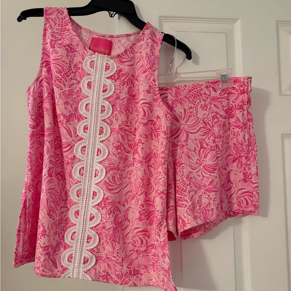 Lilly Pulitzer Pink Floral Women Shorts Set
